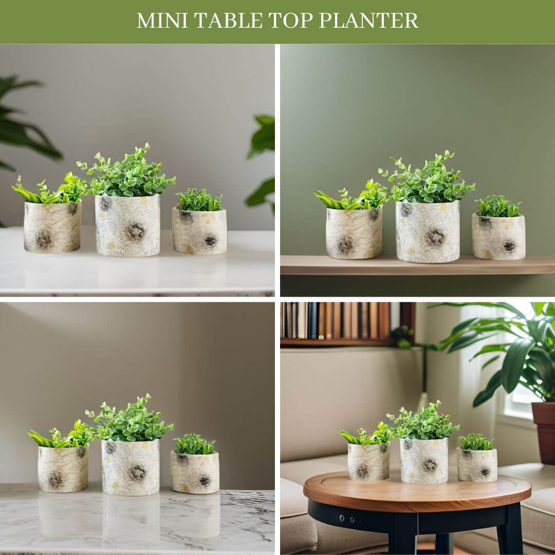 Off - White Mini Metal Planter - Behoma