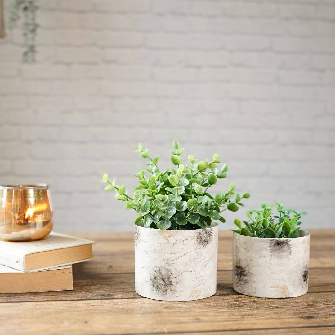 Off - White Mini Metal Planter - Behoma