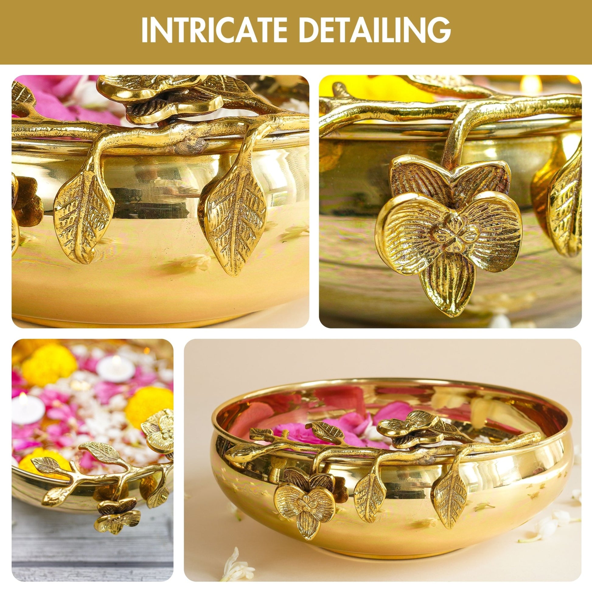 Brass Urli, Brass urli for pooja, Traditional urli bowl, Floating flower urli