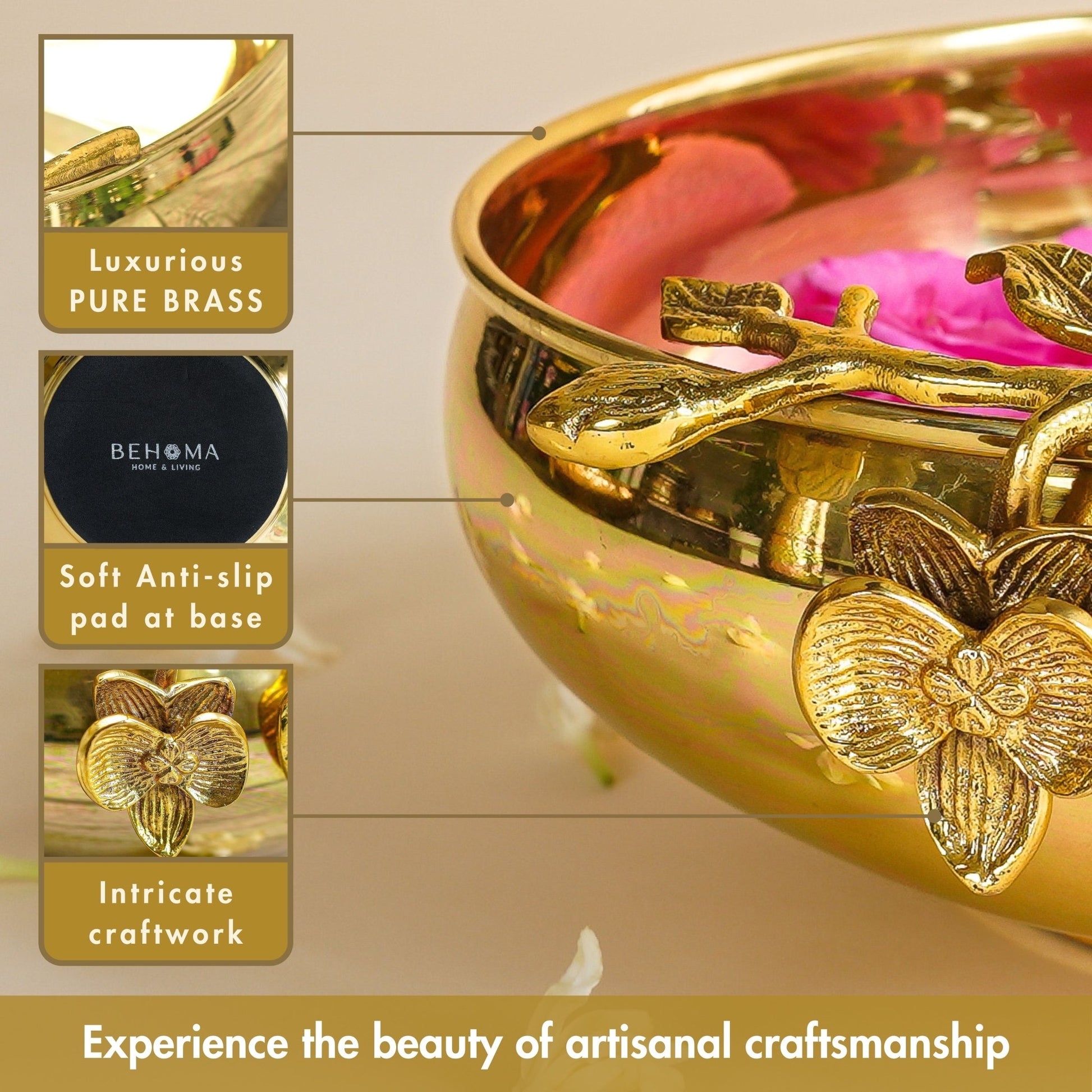 Brass Urli, Brass urli for pooja, Traditional urli bowl, Floating flower urli