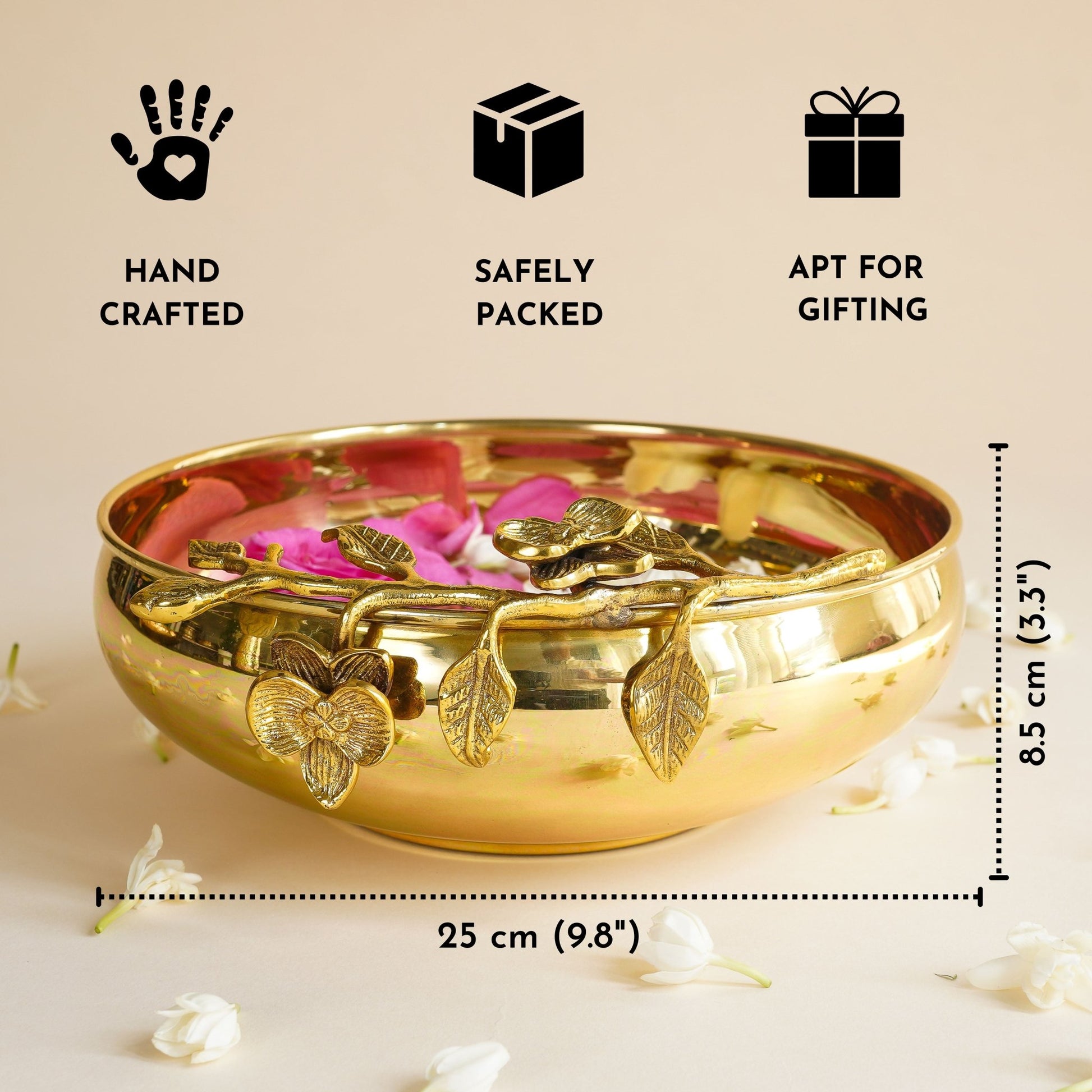 Brass Urli, Brass urli for pooja, Traditional urli bowl, Floating flower urli