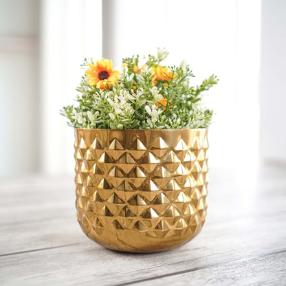 Pineapple Metal Planter, Gold - Behoma | Birthday Gift