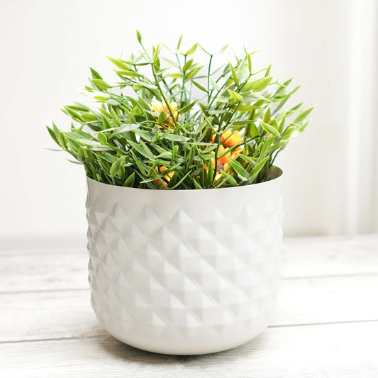 Pineapple Metal Planter, White - Behoma