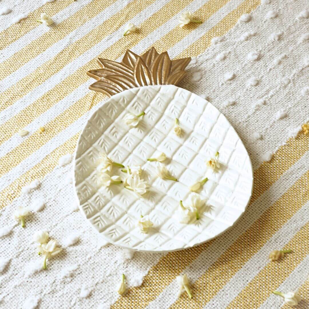 Metal decorative tray, Metal serving tray, Decorative metal platter, White