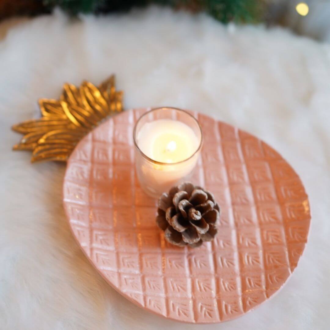 Metal decorative tray, Metal serving tray, Decorative metal platter, Pink