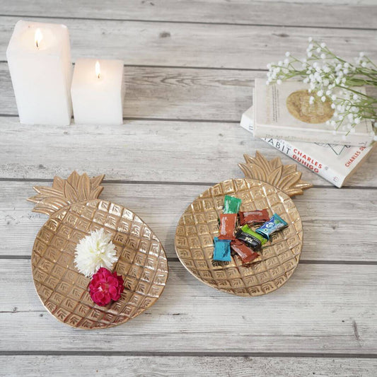 Pineapple Metal Tray, Set of 2 - Behoma