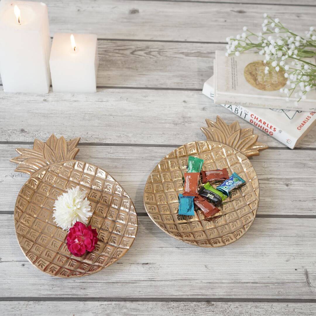 Pineapple Metal Tray, Set of 2 - Behoma