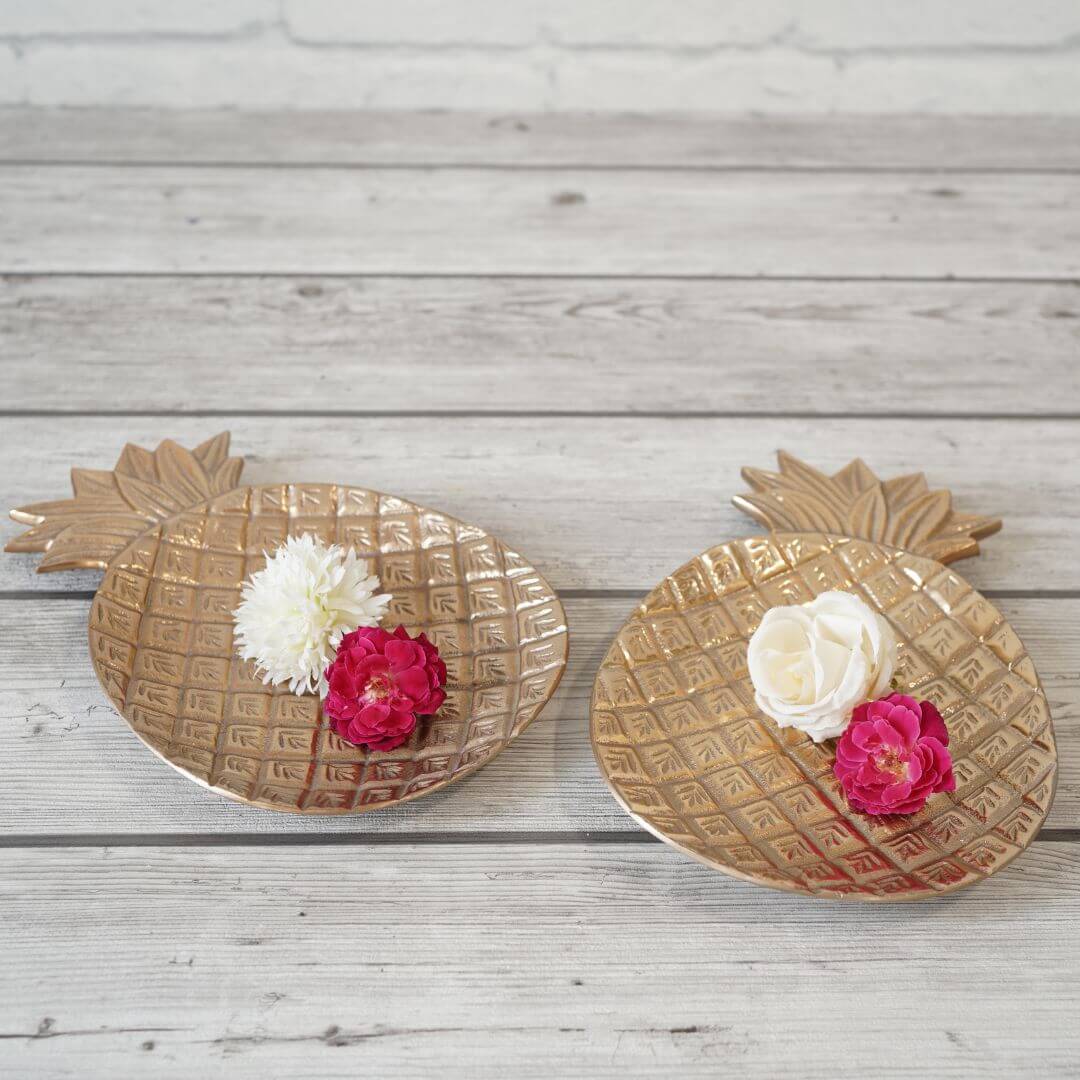 Pineapple Metal Tray, Set of 2 - Behoma