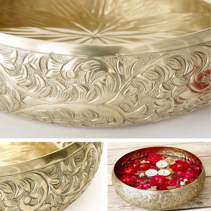 Metal urli, Metal urli bowl, Traditional urli bowl, Floating flower urli