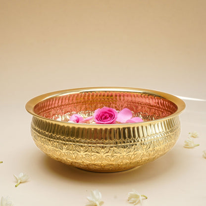 Brass Urli, Brass urli for pooja, Traditional urli bowl, Floating flower urli, Decorative brass urli