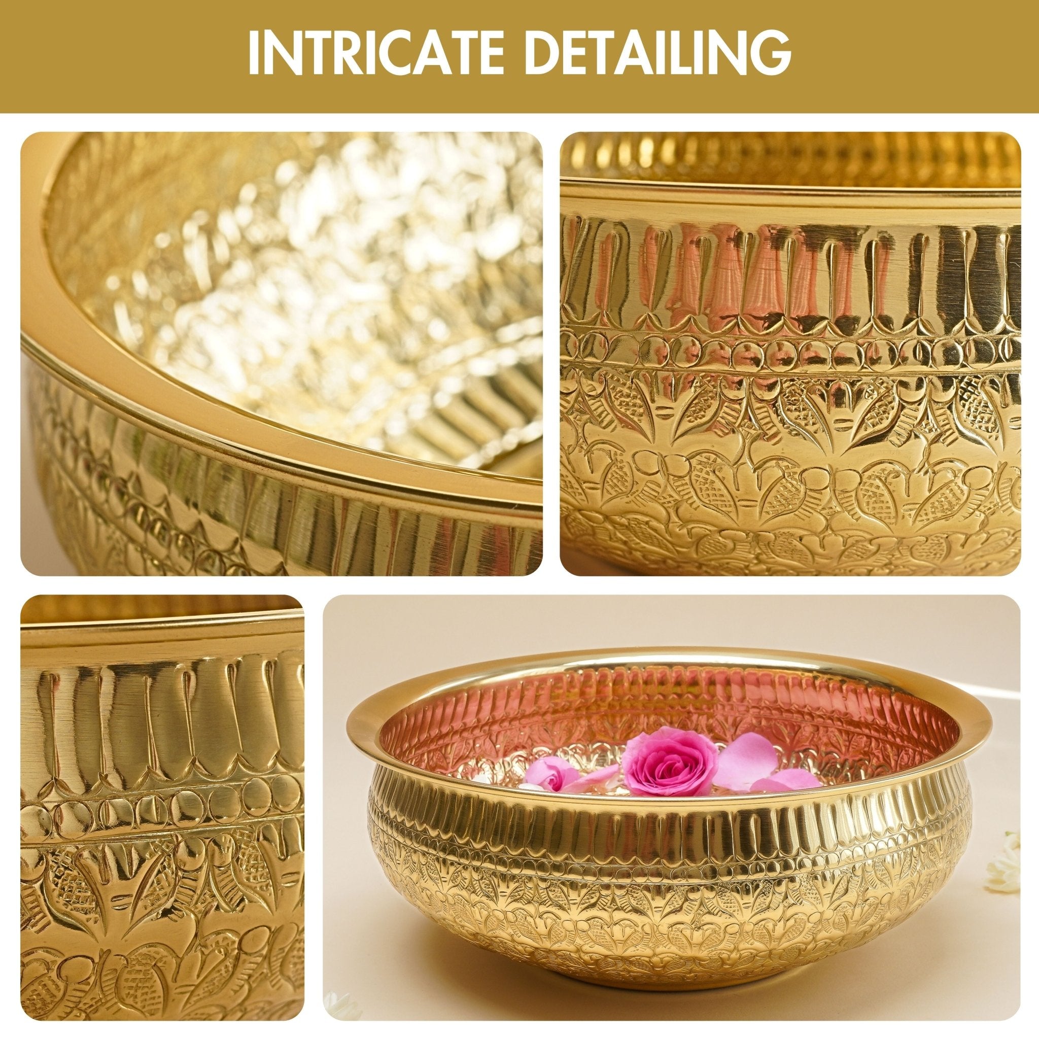 Brass Urli, Brass urli for pooja, Traditional urli bowl, Floating flower urli, Decorative brass urli