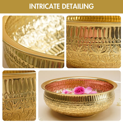 Brass Urli, Brass urli for pooja, Traditional urli bowl, Floating flower urli, Decorative brass urli