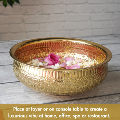 Brass Urli, Brass urli for pooja, Traditional urli bowl, Floating flower urli, Decorative brass urli