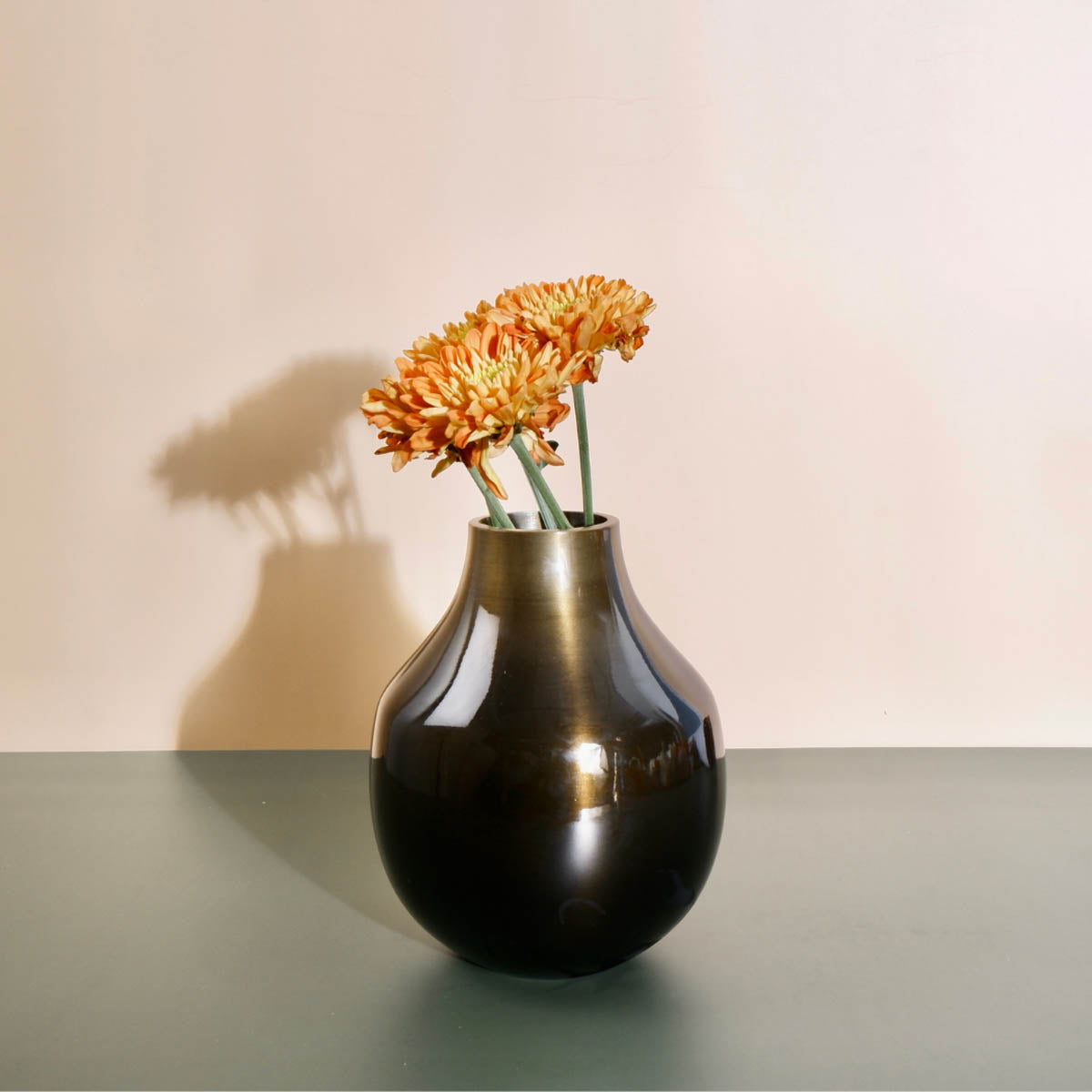 Antique brass flower vase small 