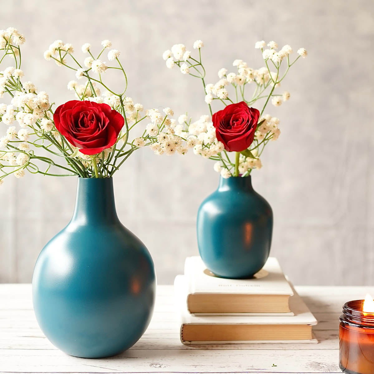 Artificial flowers in vase  Set of 2 